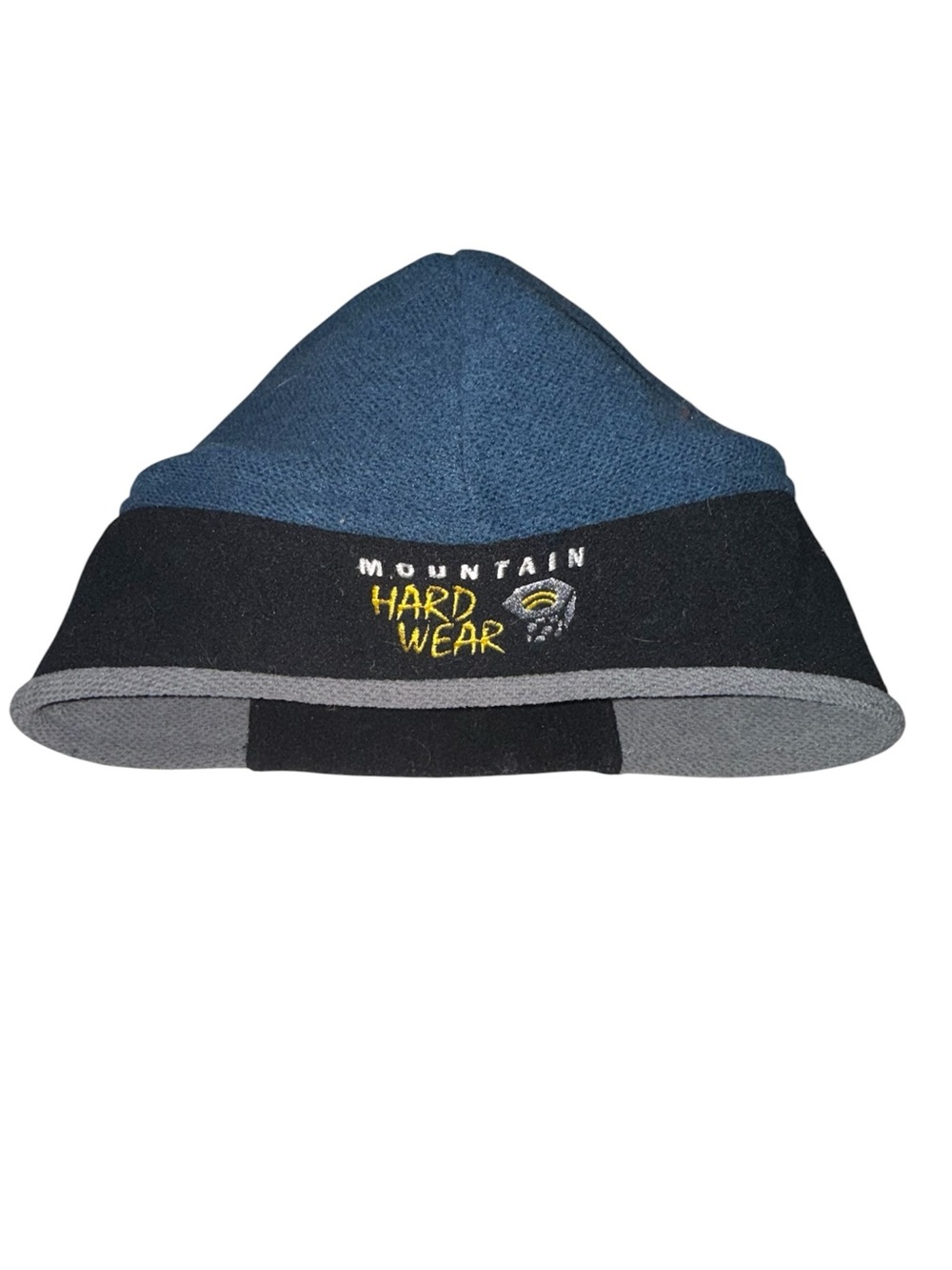 Mountain Hardwear Blue and Black Knit Beanie with Gray Trim